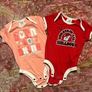 Rivalry Threads Georgia Bulldogs Baby Bodysuit Set - Red and Pink